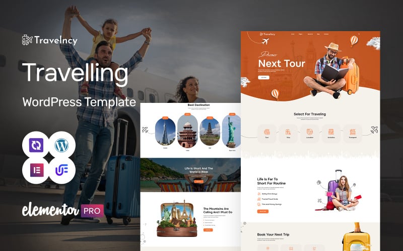 Travelncy - Travel Agency WordPress Elementor Theme theme free